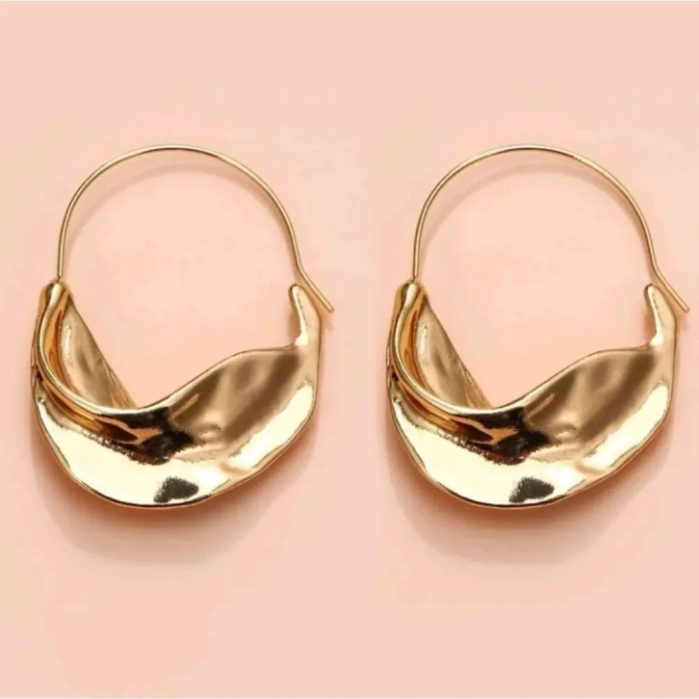 Gold Cresent Hoop Earrings